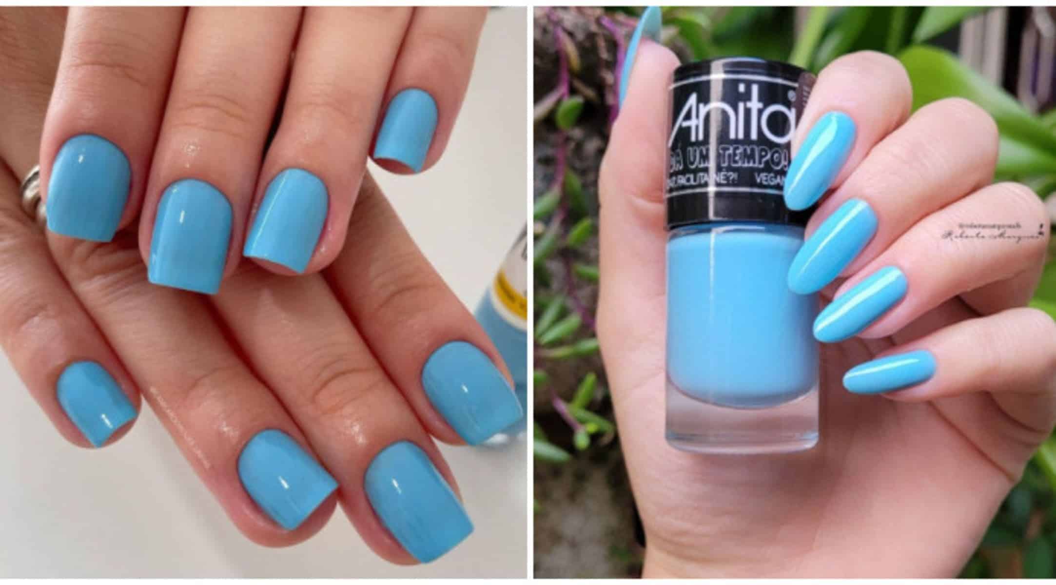 unhas azul celeste