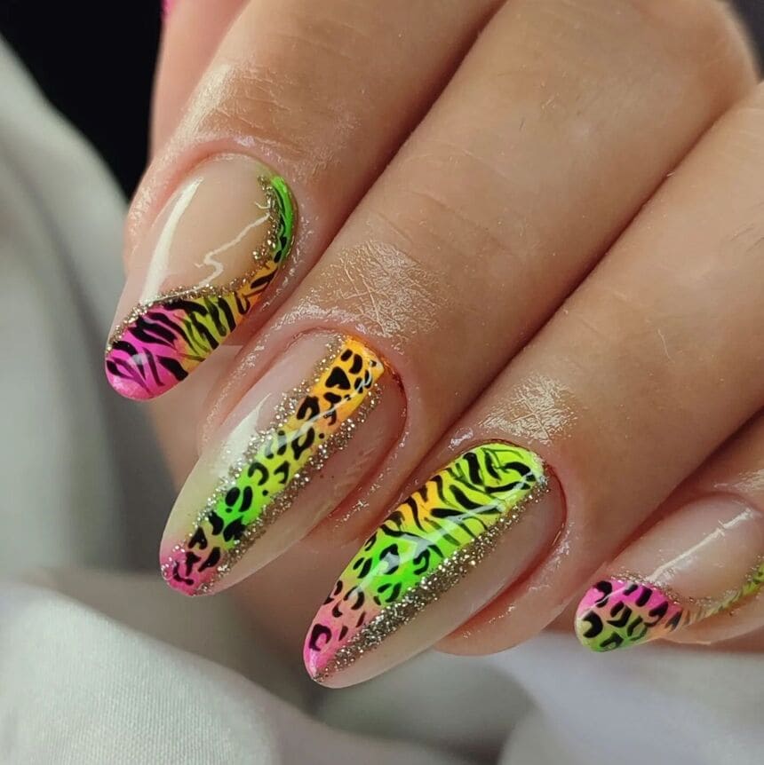 unhas neon para carnaval