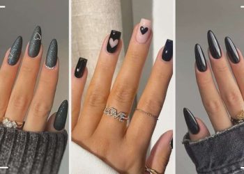 unhas pretas decoradas - black nails
